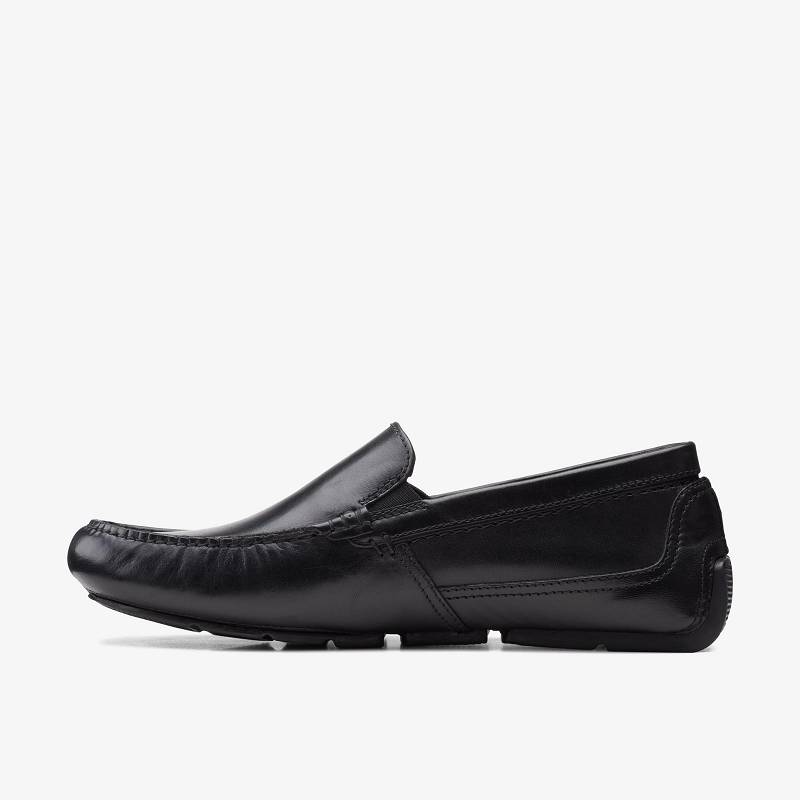 Black Leather Clarks Markman Plain | CLKS-84358