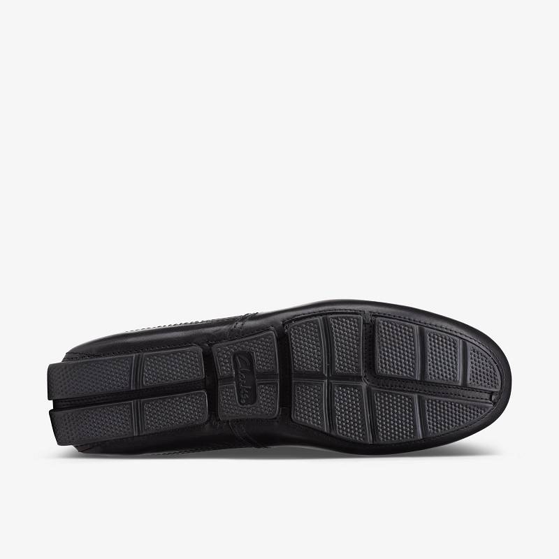 Black Leather Clarks Markman Plain | CLKS-84358