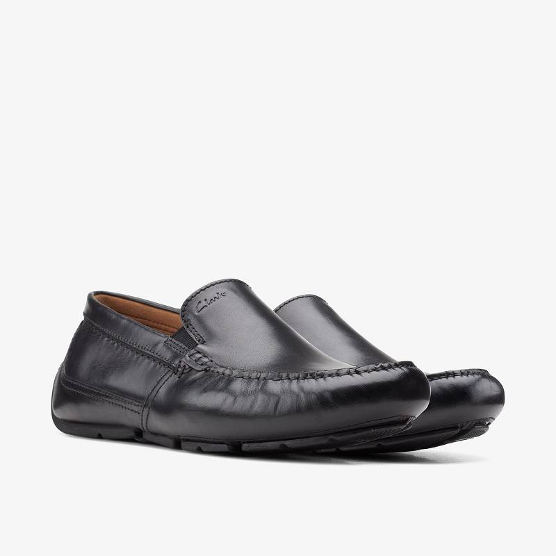 Black Leather Clarks Markman Plain | CLKS-84358