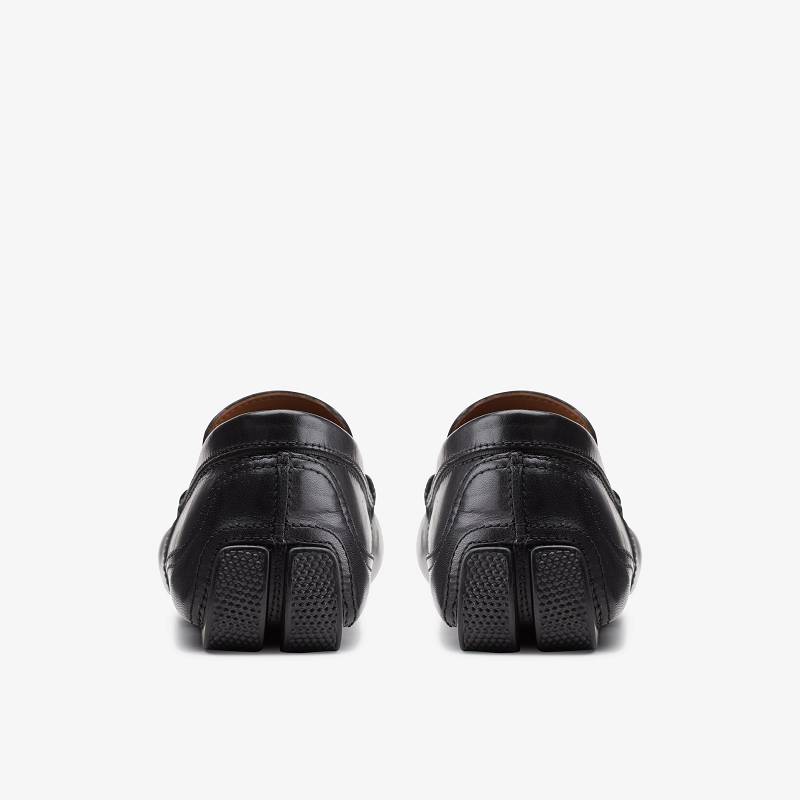 Black Leather Clarks Markman Plain | CLKS-84358