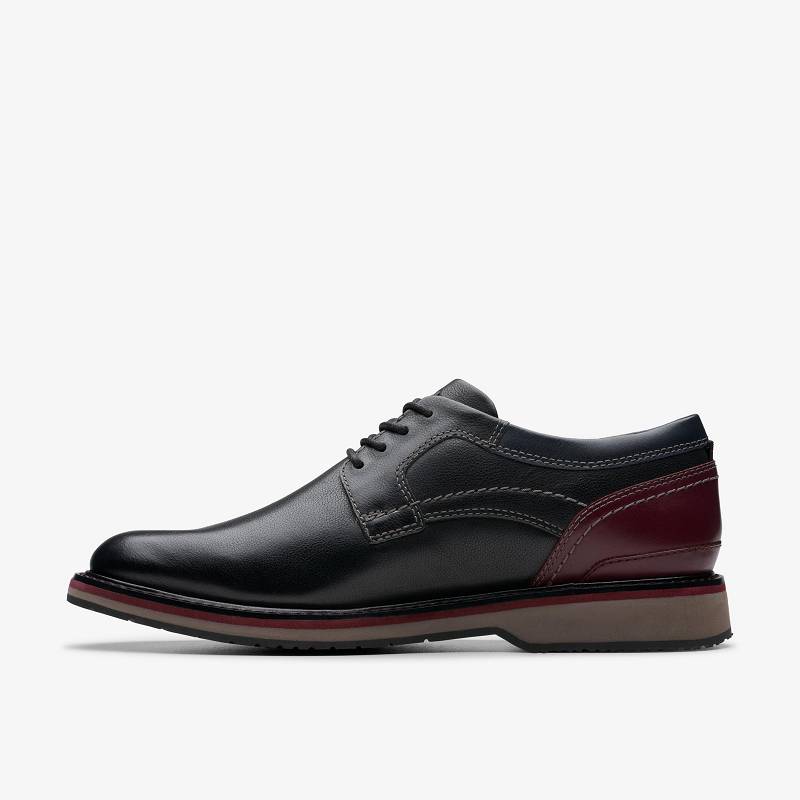 Black Leather Clarks Monahan Plain | CLKS-84321