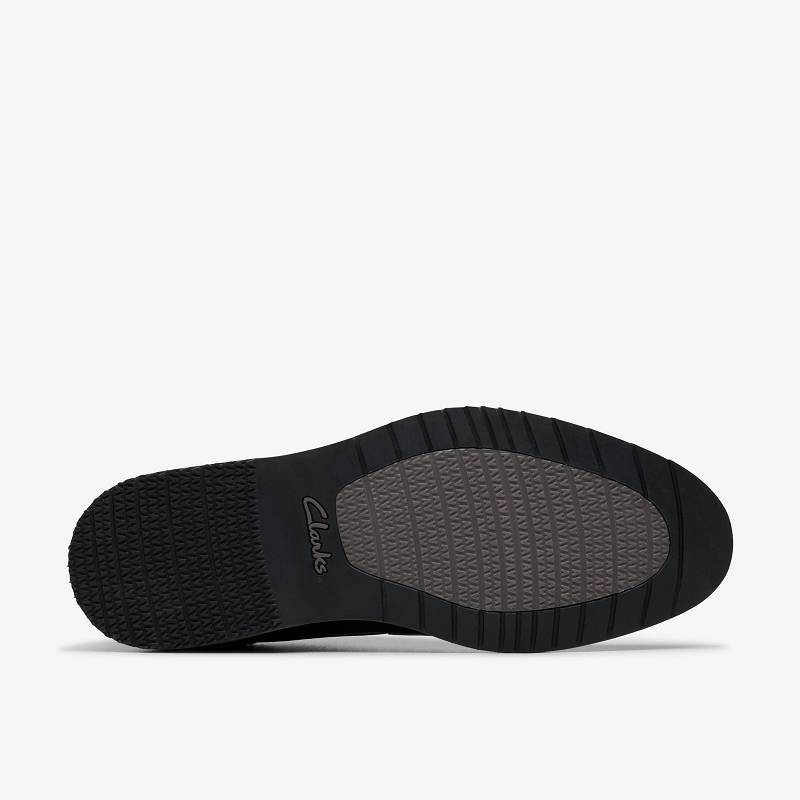 Black Leather Clarks Monahan Plain | CLKS-84321