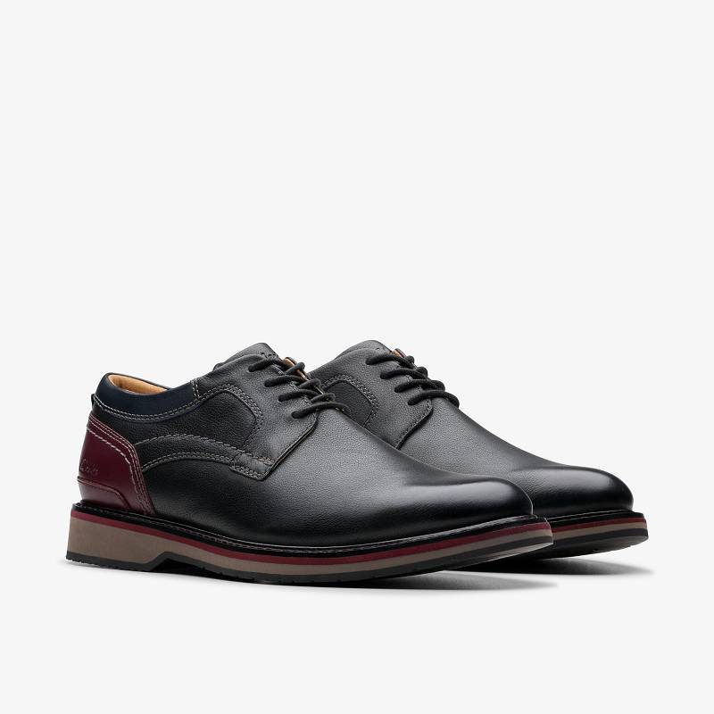 Black Leather Clarks Monahan Plain | CLKS-84321