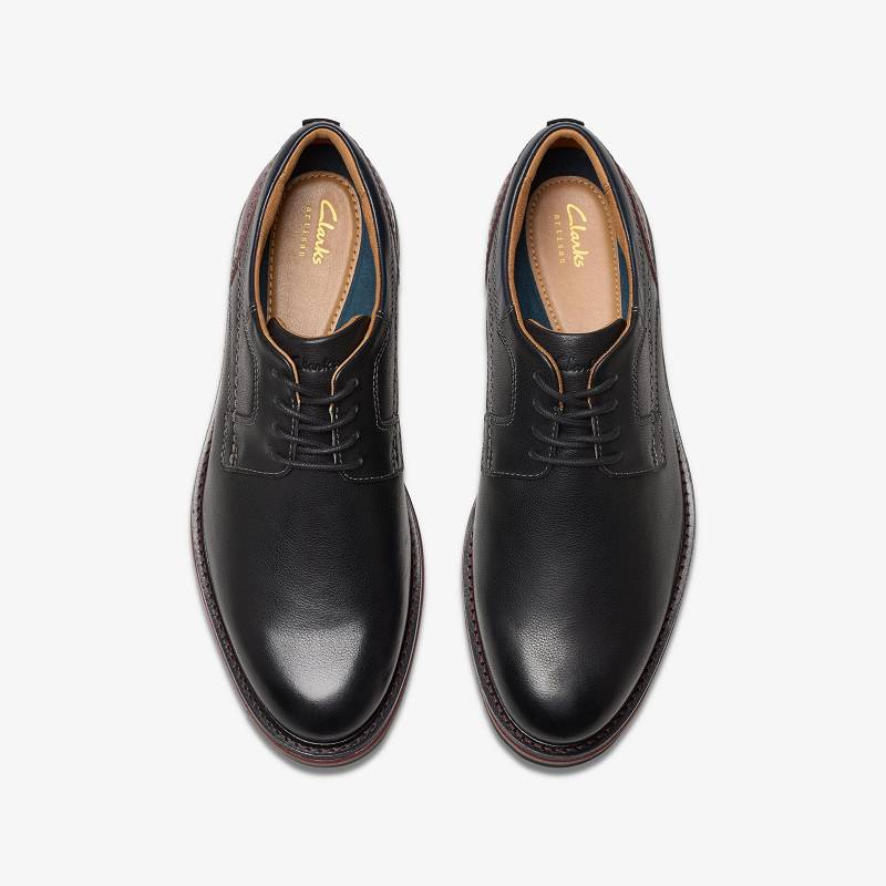 Black Leather Clarks Monahan Plain | CLKS-84321