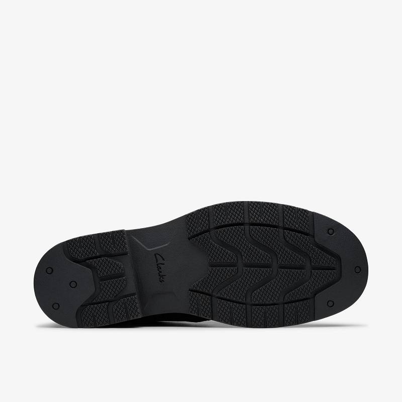 Black Leather Clarks Morwell Zip | CLKS-84531