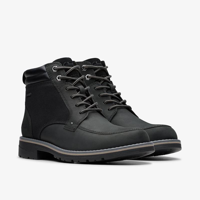 Black Leather Clarks Morwell Zip | CLKS-84531