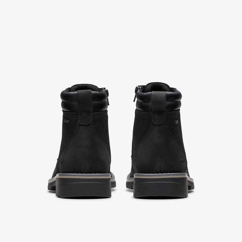 Black Leather Clarks Morwell Zip | CLKS-84531