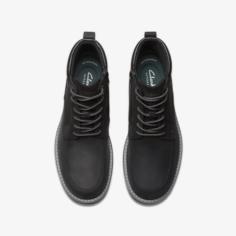 Black Leather Clarks Morwell Zip | CLKS-84531