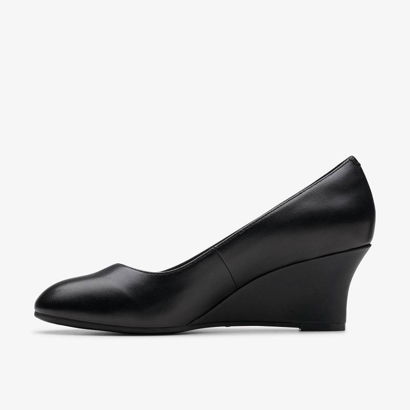 Black Leather Clarks Olivette Pearl | CLKS-84720
