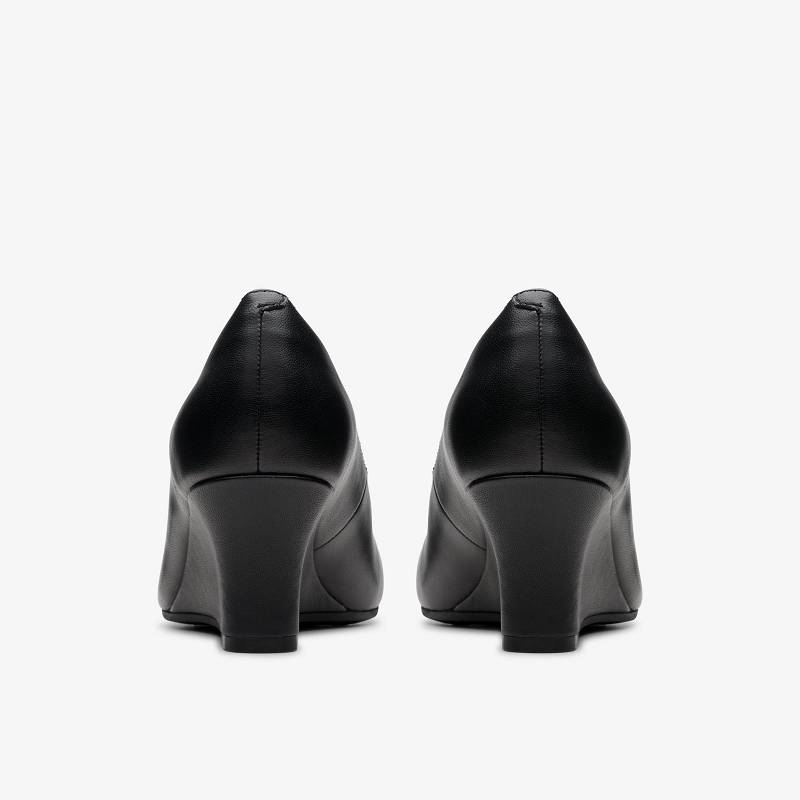 Black Leather Clarks Olivette Pearl | CLKS-84720