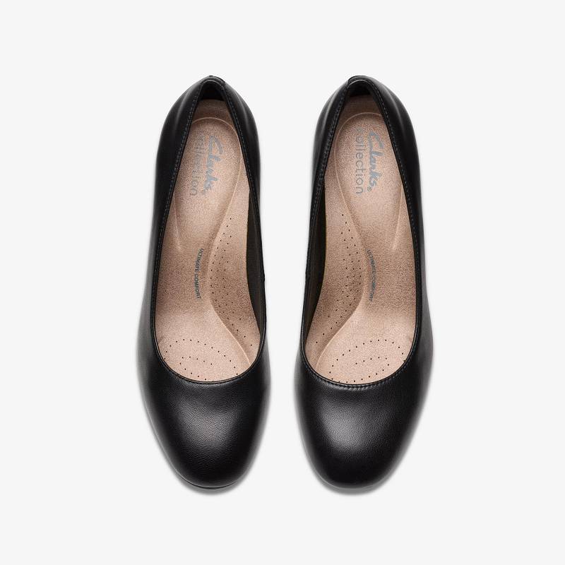 Black Leather Clarks Olivette Pearl | CLKS-84720