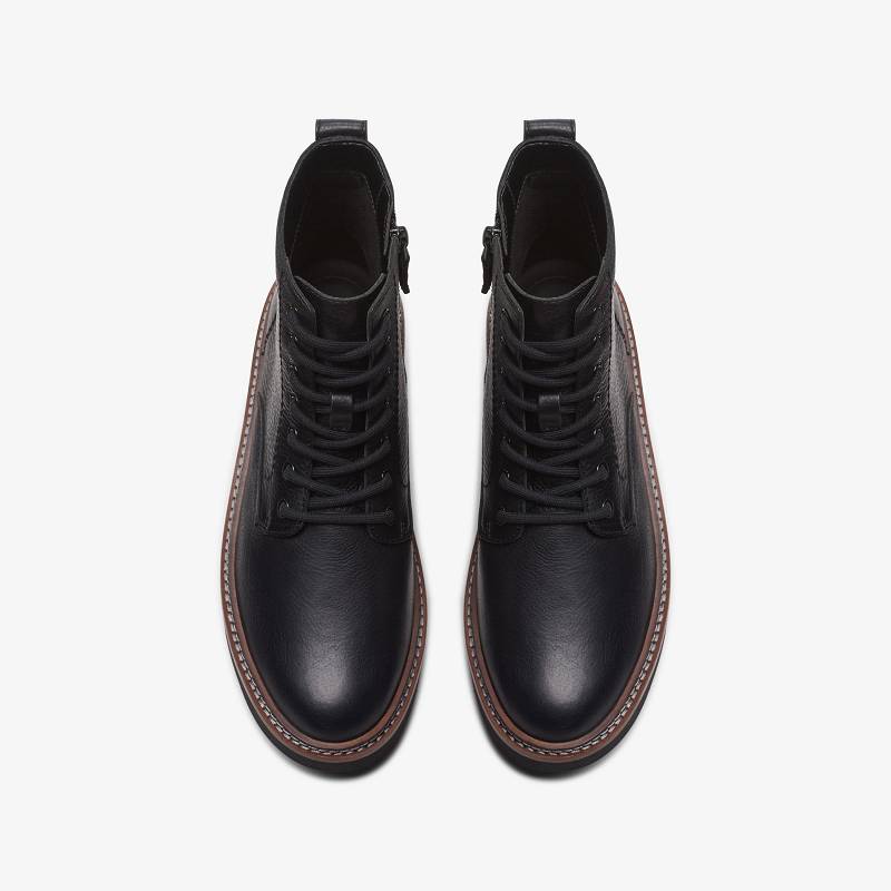 Black Leather Clarks Orianna Lace | CLKS-85569