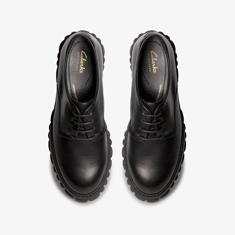 Black Leather Clarks Page Walk | CLKS-85412