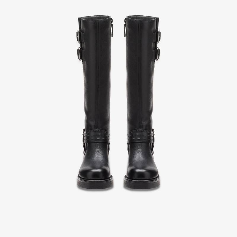 Black Leather Clarks Rebelle Long | CLKS-85562