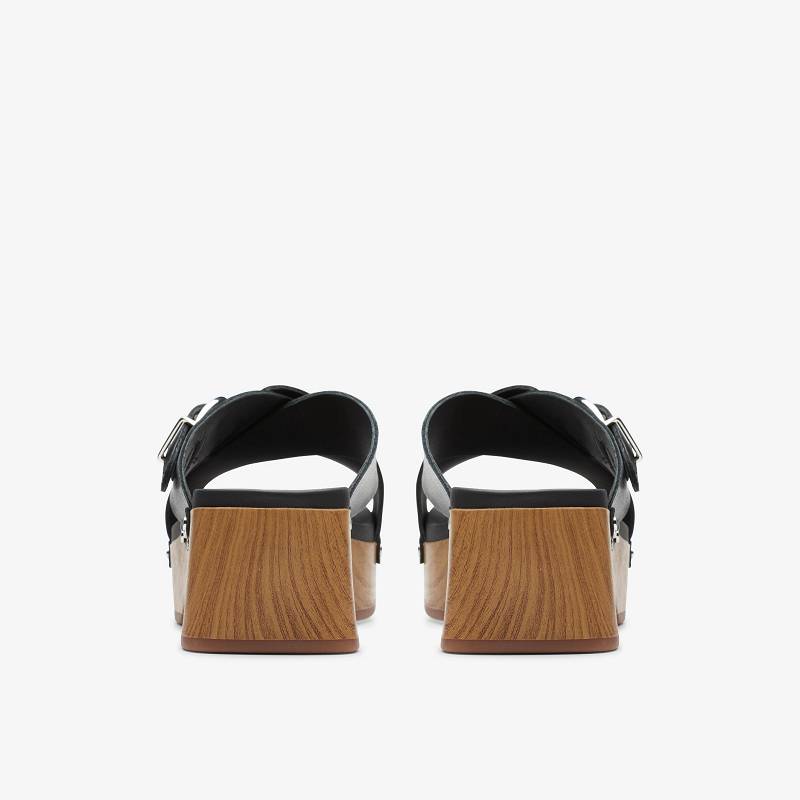Black Leather Clarks Sivanne Walk | CLKS-85234