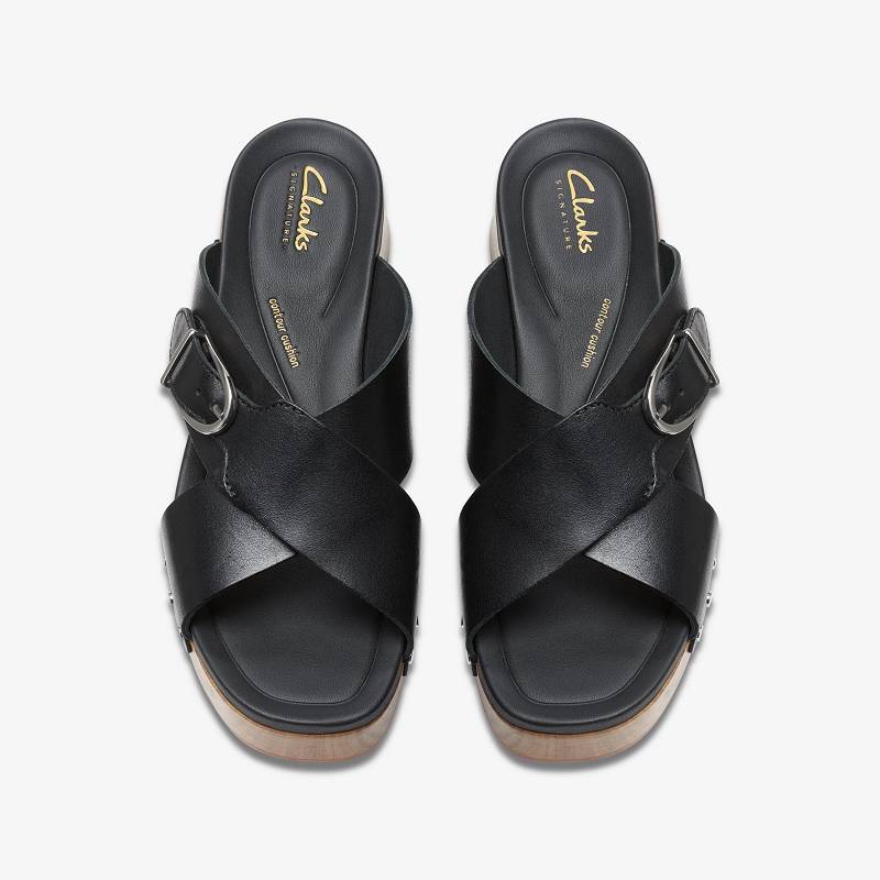 Black Leather Clarks Sivanne Walk | CLKS-85234