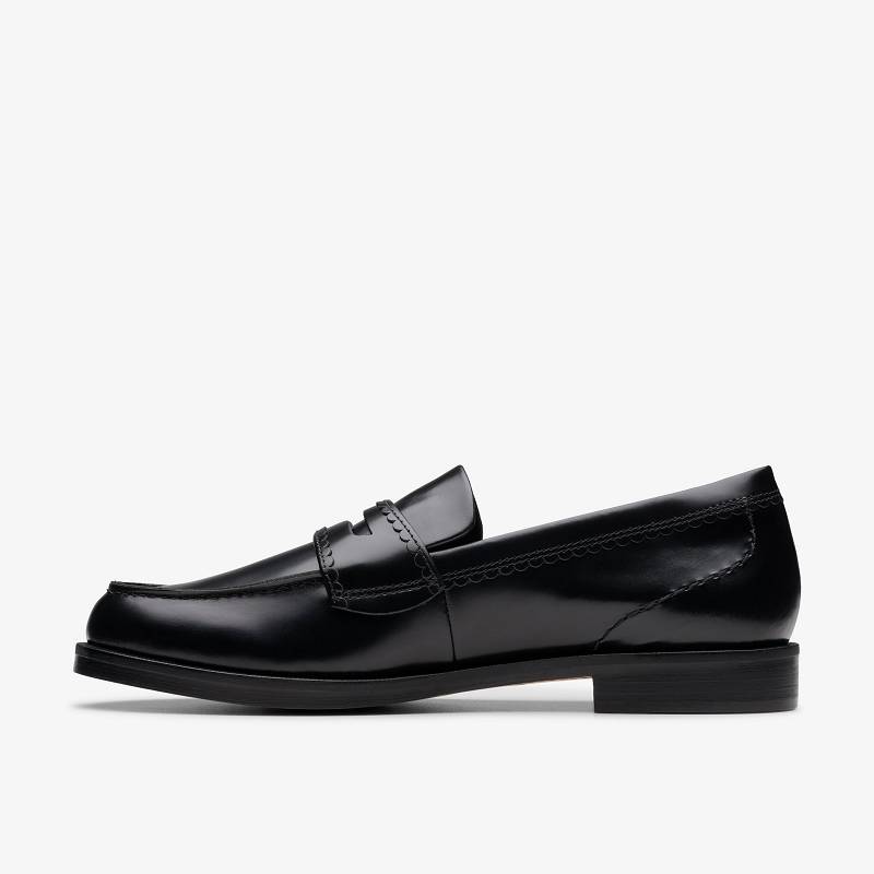 Black Leather Clarks Straven Edge | CLKS-85378