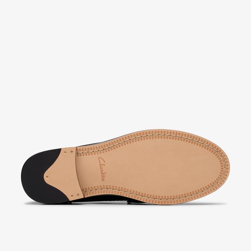Black Leather Clarks Straven Edge | CLKS-85378