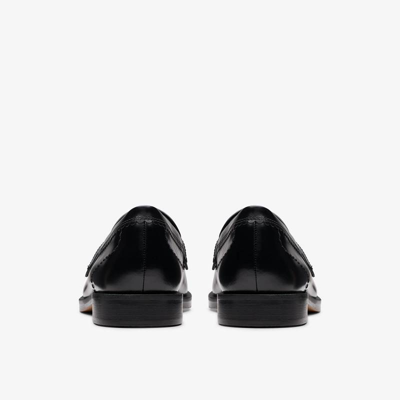 Black Leather Clarks Straven Edge | CLKS-85378