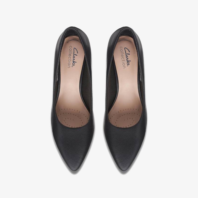 Black Leather Clarks Teresa Step | CLKS-85085