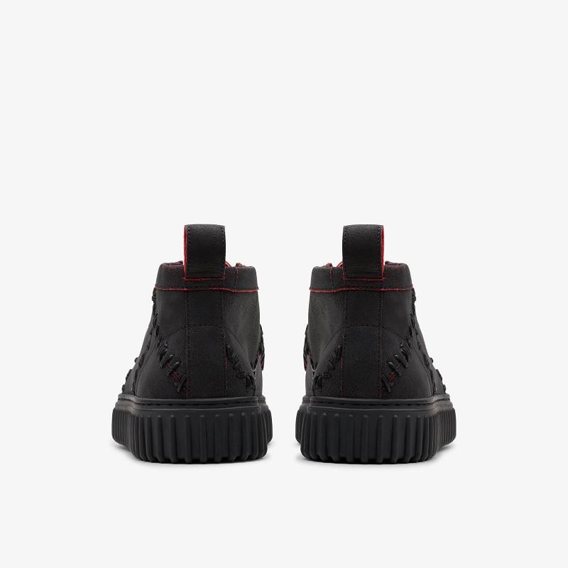 Black Leather Clarks Torhill Hallow | CLKS-85601