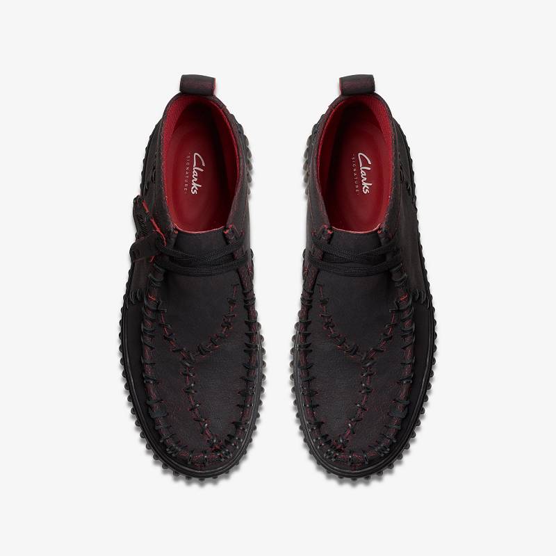 Black Leather Clarks Torhill Hallow | CLKS-85601