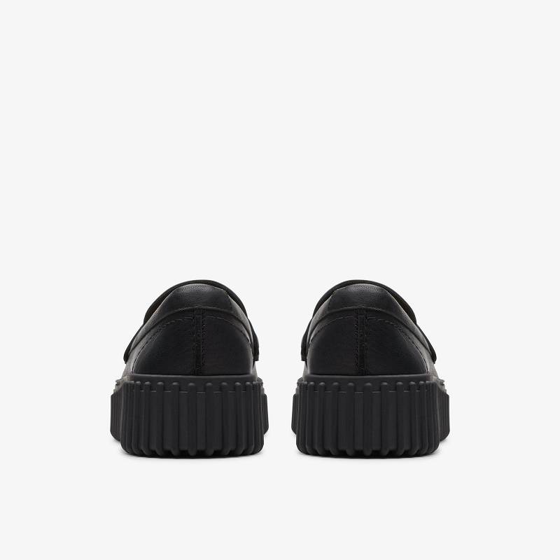 Black Leather Clarks Torhill Penny | CLKS-84810