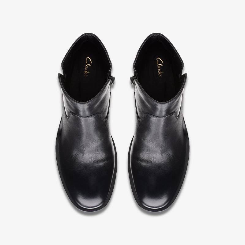Black Leather Clarks Valvestino Lo | CLKS-85575