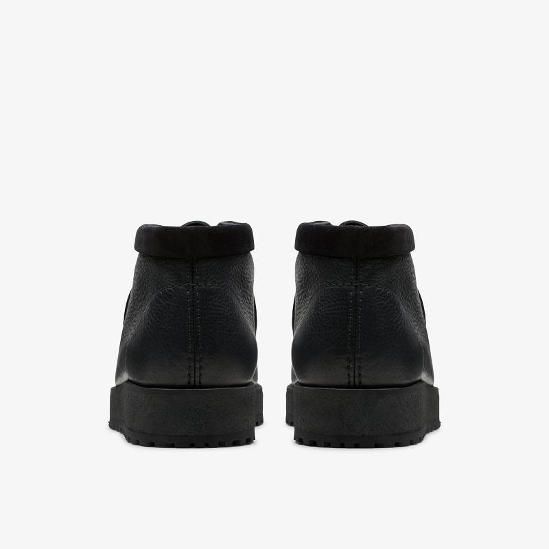 Black Leather Clarks Wallabee Scout | CLKS-84582