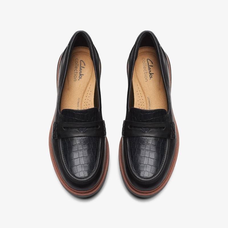 Black Leather Clarks Westlynn Ayla | CLKS-85373