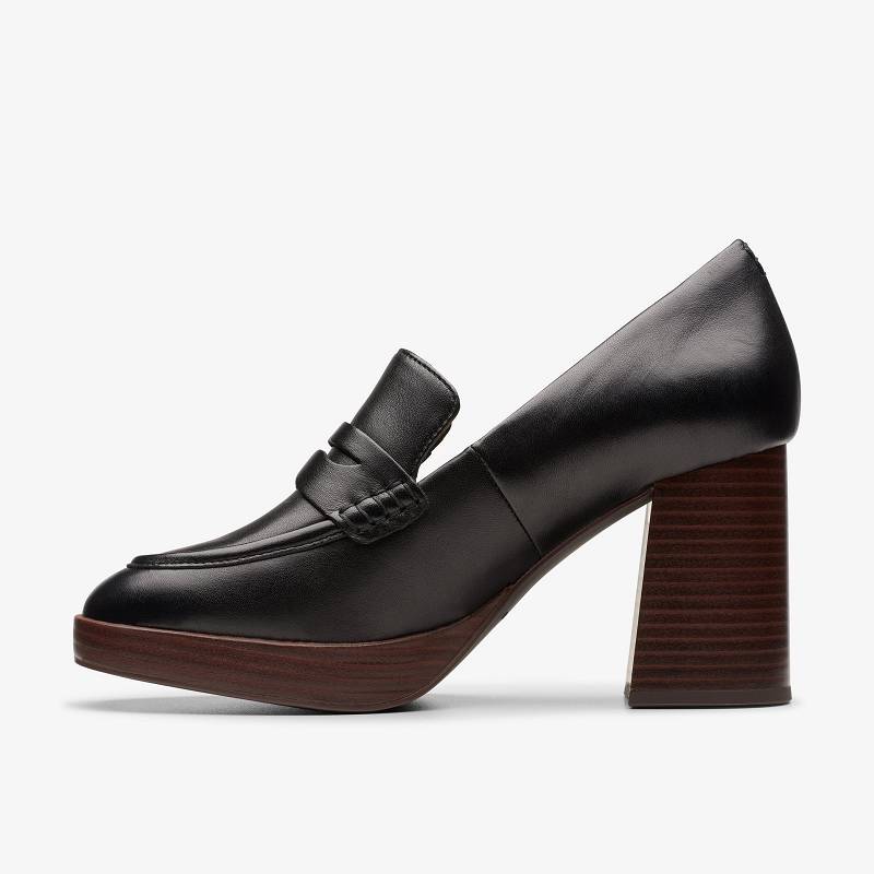 Black Leather Clarks Zoya 85 Walk | CLKS-85253