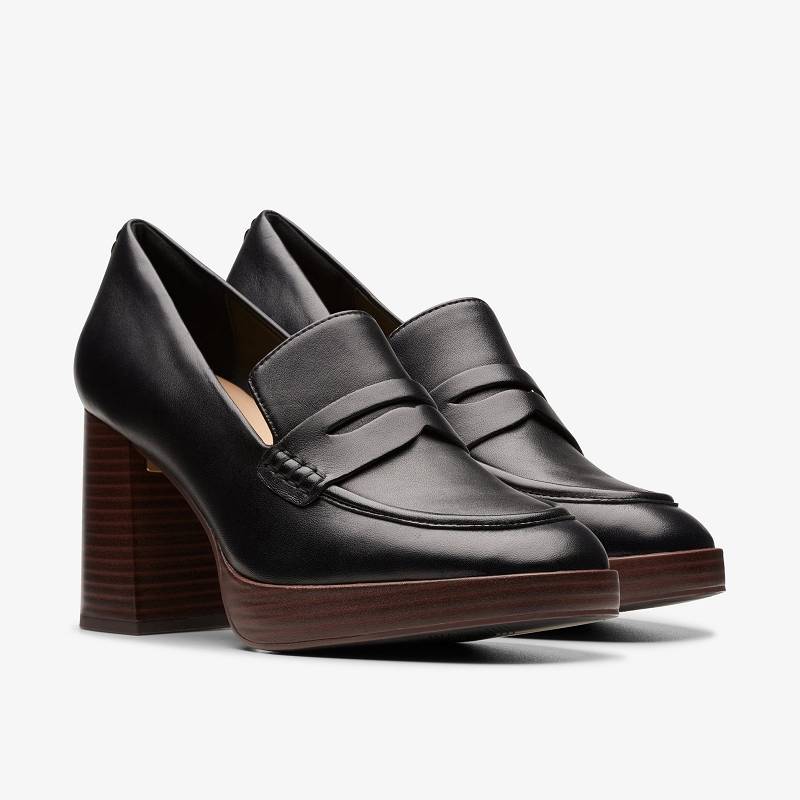 Black Leather Clarks Zoya 85 Walk | CLKS-85253