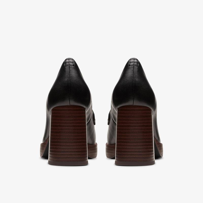 Black Leather Clarks Zoya 85 Walk | CLKS-85253