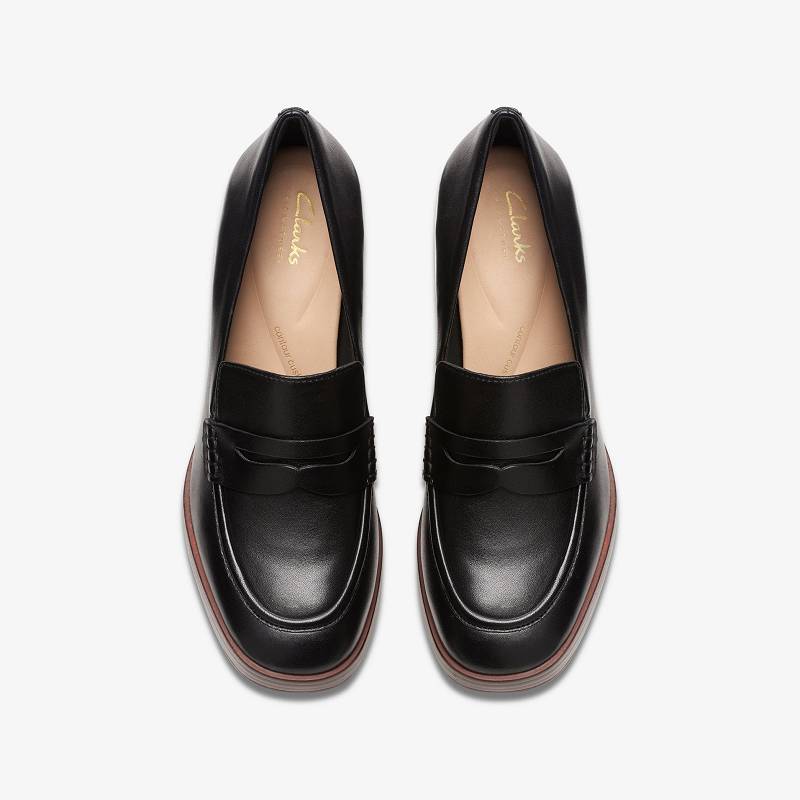 Black Leather Clarks Zoya 85 Walk | CLKS-85253