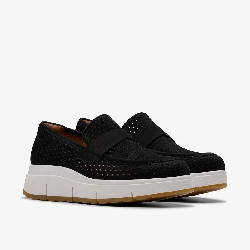 Black Nubuck Clarks Loriini Edge | CLKS-85421