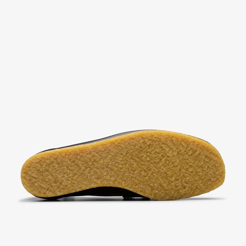 Black Smooth Leather Clarks Wallabee Loafer | CLKS-84824