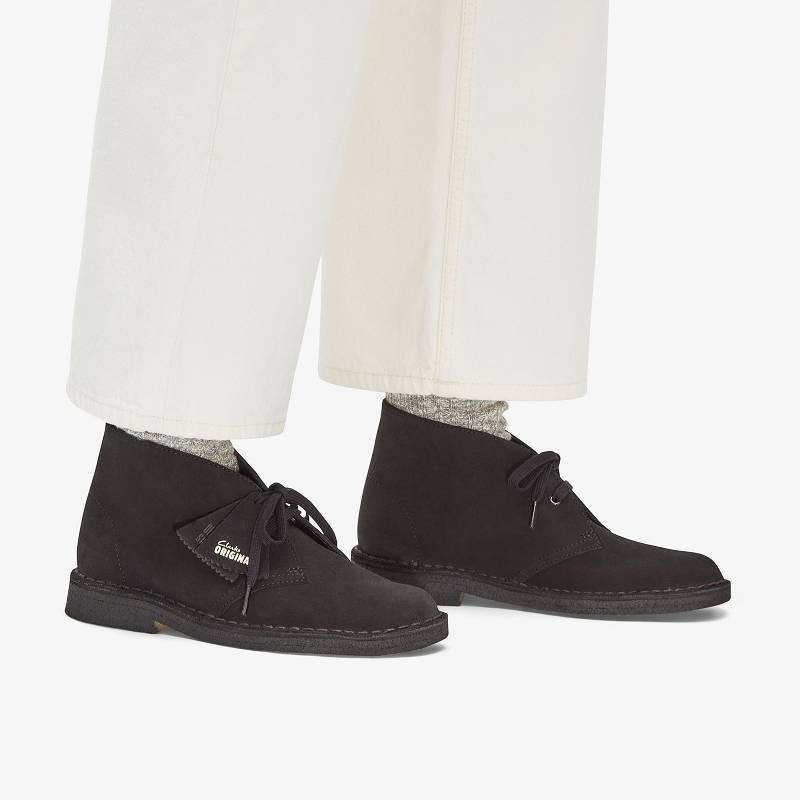 Black Suede Clarks Desert Boot | CLKS-85550