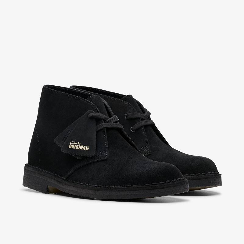 Black Suede Clarks Desert Boot | CLKS-85550