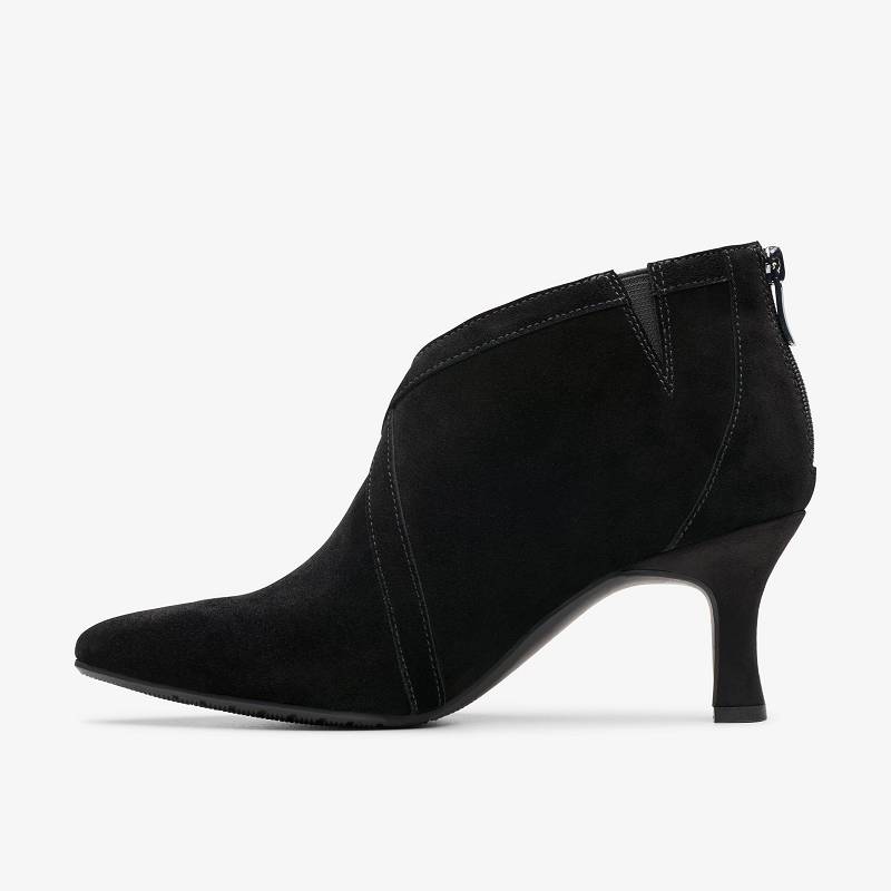 Black Suede Clarks Kataleyna Sol | CLKS-85241