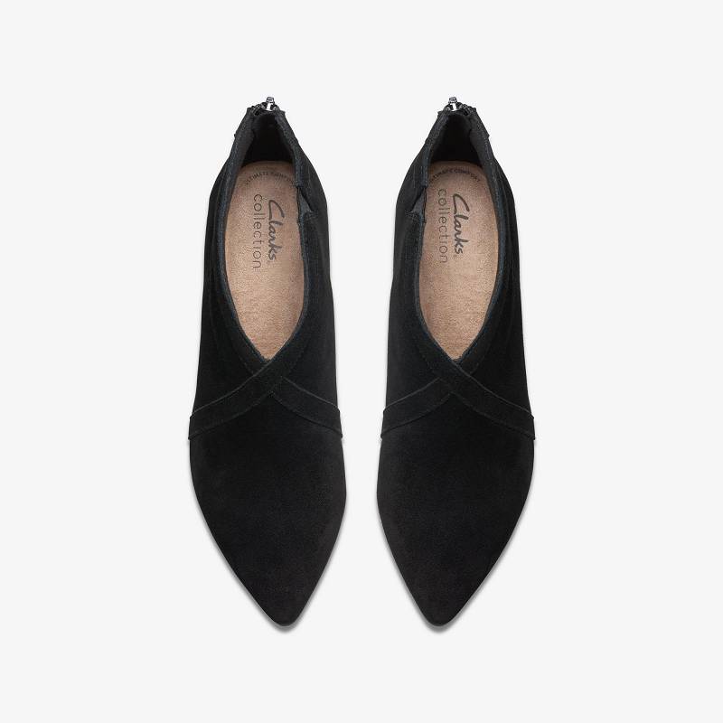 Black Suede Clarks Kataleyna Sol | CLKS-85241