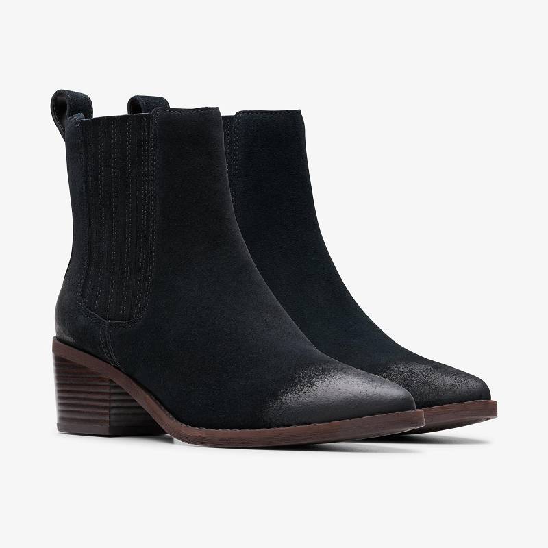 Black Suede Clarks Morzine Top | CLKS-85521