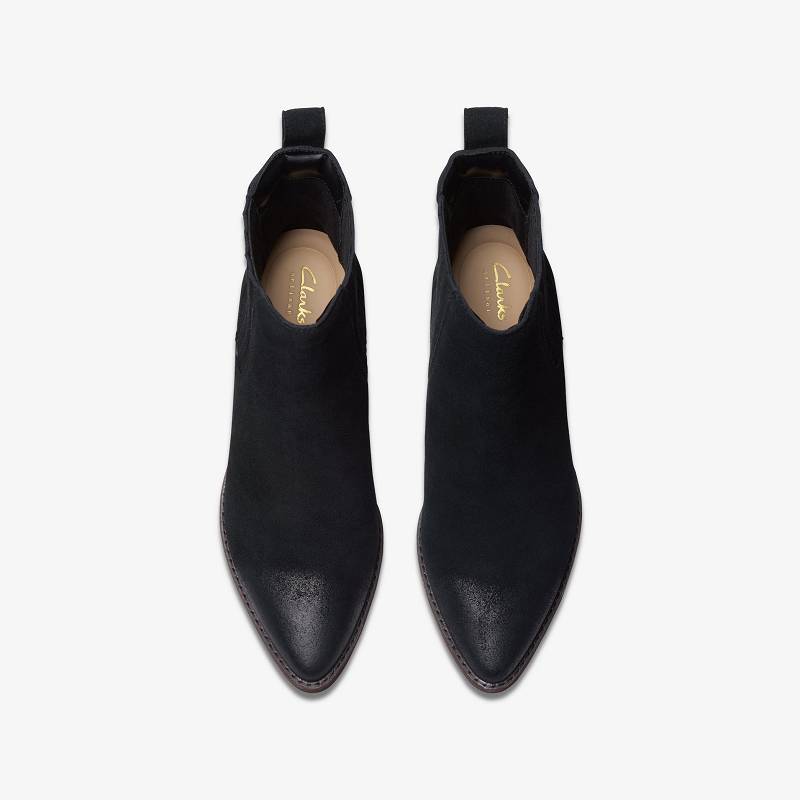 Black Suede Clarks Morzine Top | CLKS-85521
