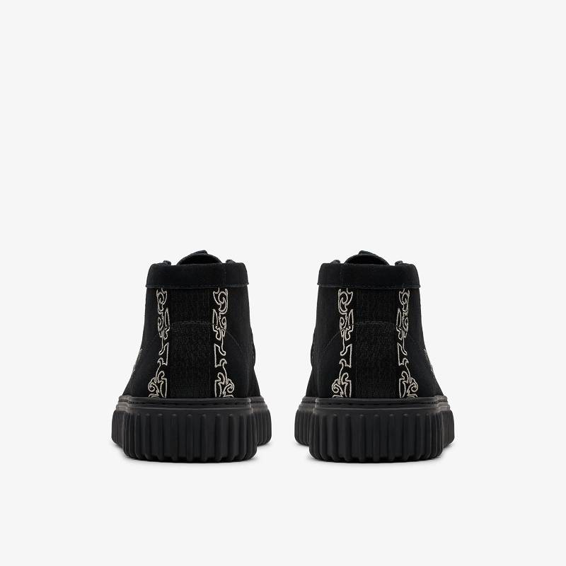 Black Suede Clarks Torhill X Pleasures Woven | CLKS-84602