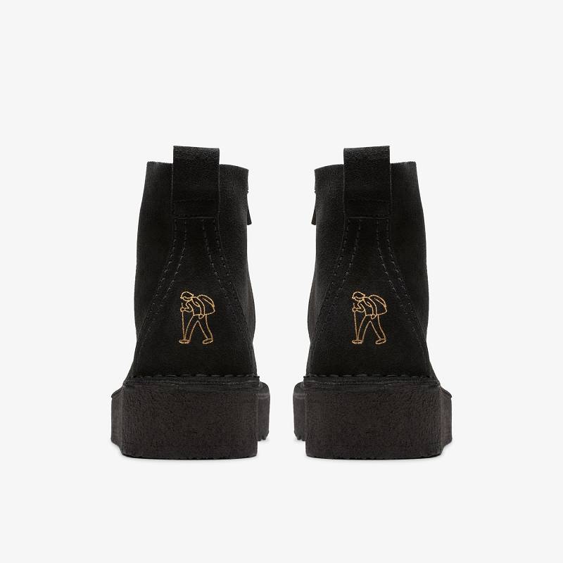 Black Suede Clarks Trek Wedge Boot | CLKS-84716
