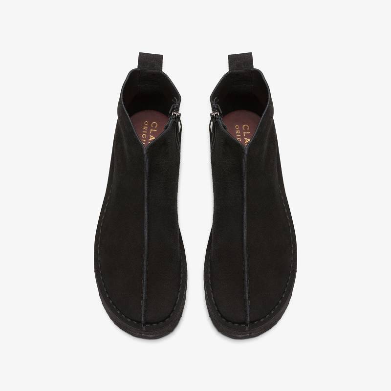 Black Suede Clarks Trek Wedge Boot | CLKS-84716