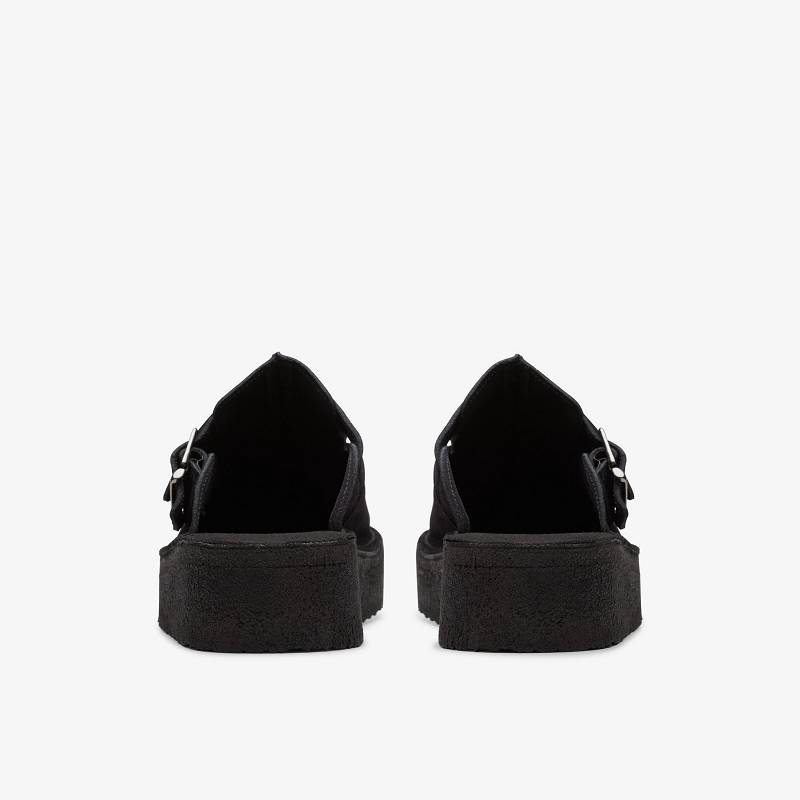 Black Suede Clarks Trek Wedge Mule | CLKS-84759