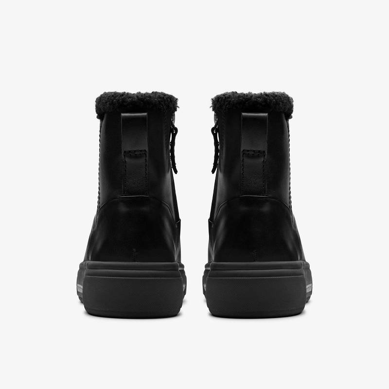 Black Warmlined Leather Clarks Hollyhock Lane | CLKS-85488