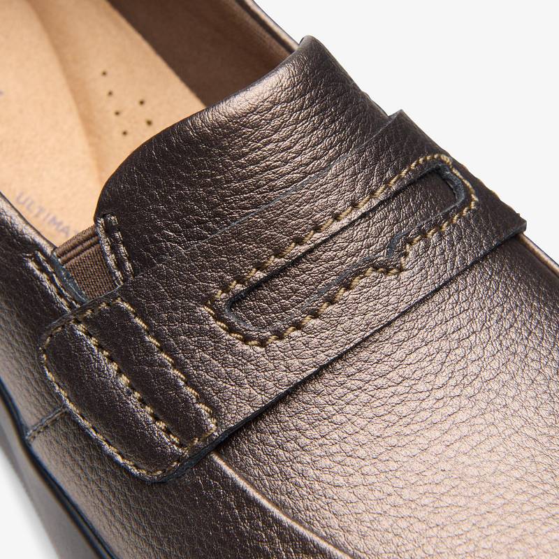 Bronze Metallic Clarks Ellowyn Penny | CLKS-85009