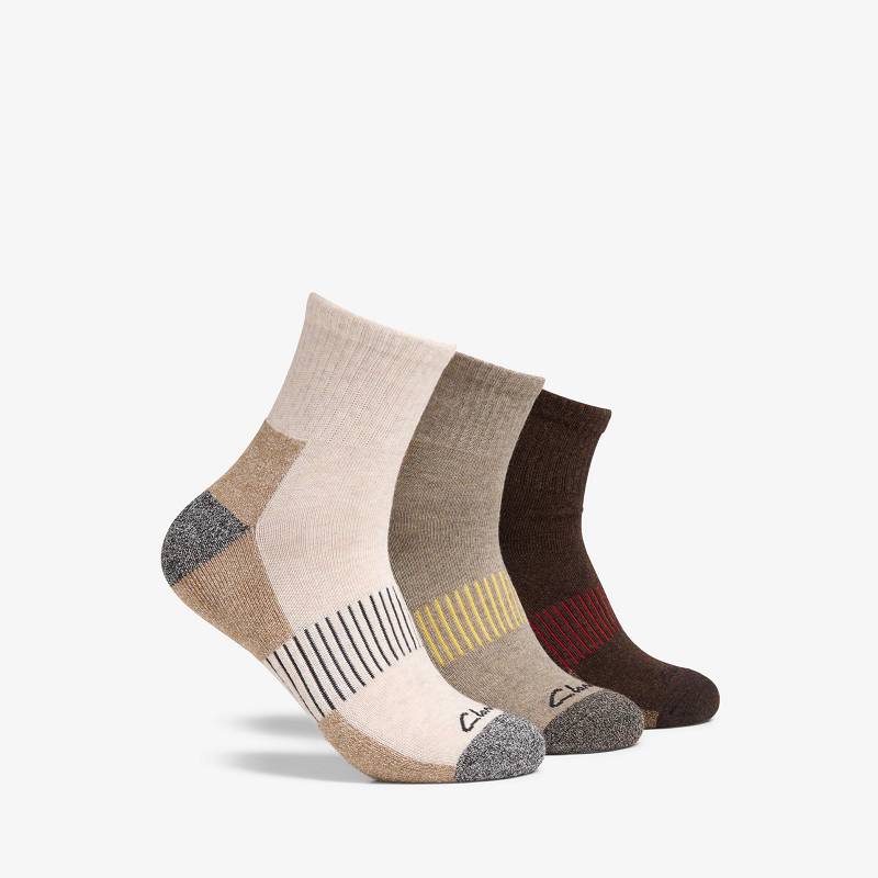 Brown Clarks 3 Pack Ankle Sport Sock | CLKS-84195