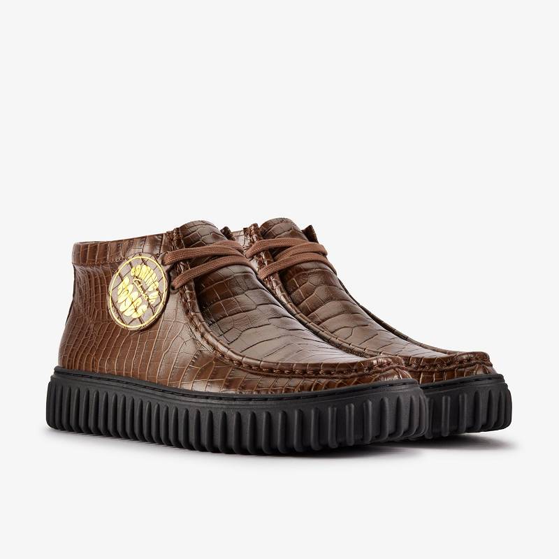 Brown Crocodile Leather Clarks Martine Rose Torhill Hi | CLKS-85605